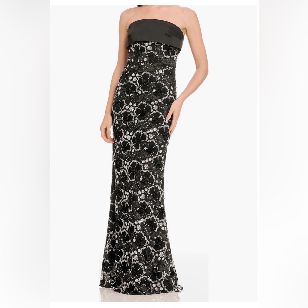 New Dress The Population Shay Beaded Floral Strapless Dress